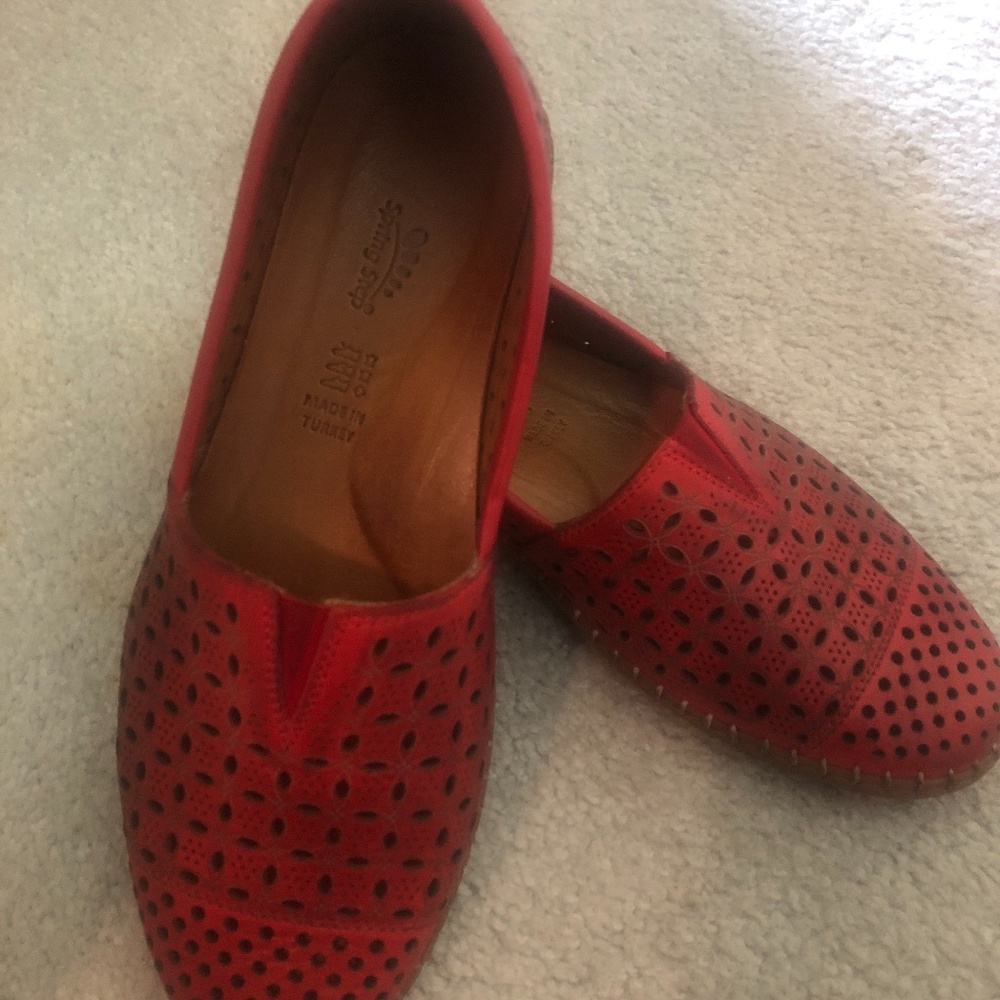 Red Spring Step Leather Women’s Shoes